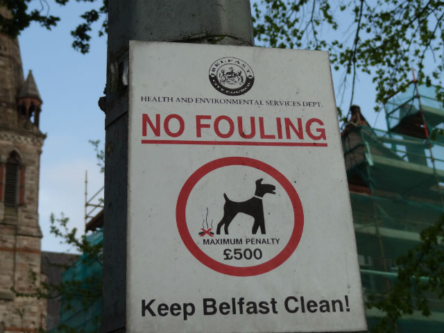Belfast No Fouling Warning Sign